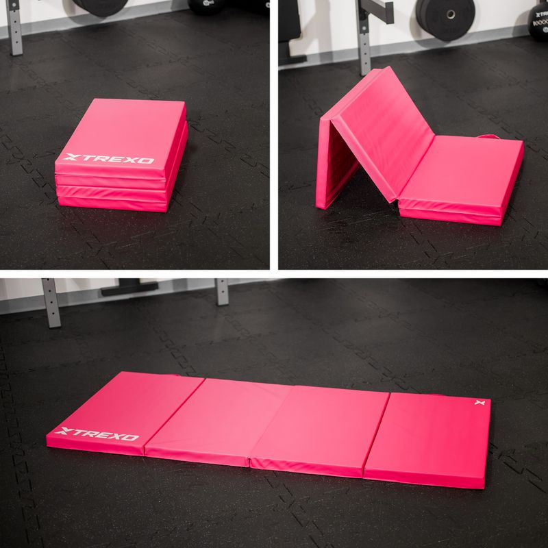 TREXO Faltbare Gymnastikmatratze 195 x 80 x 5 cm rosa 10