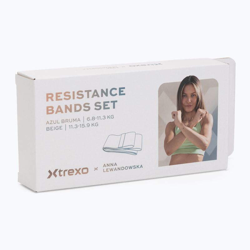 Fitness-Trainingsbänder Set XTREXO x Anna Lewandowska bands Beige/Azul Bruma 6