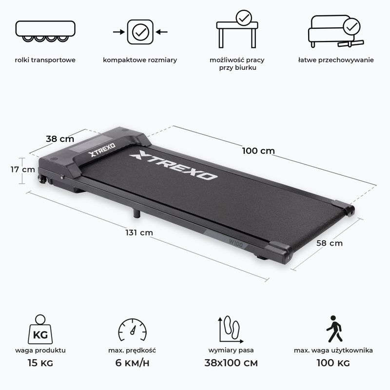 TREXO Walking Pad W100 elektrisches Laufband schwarz 2