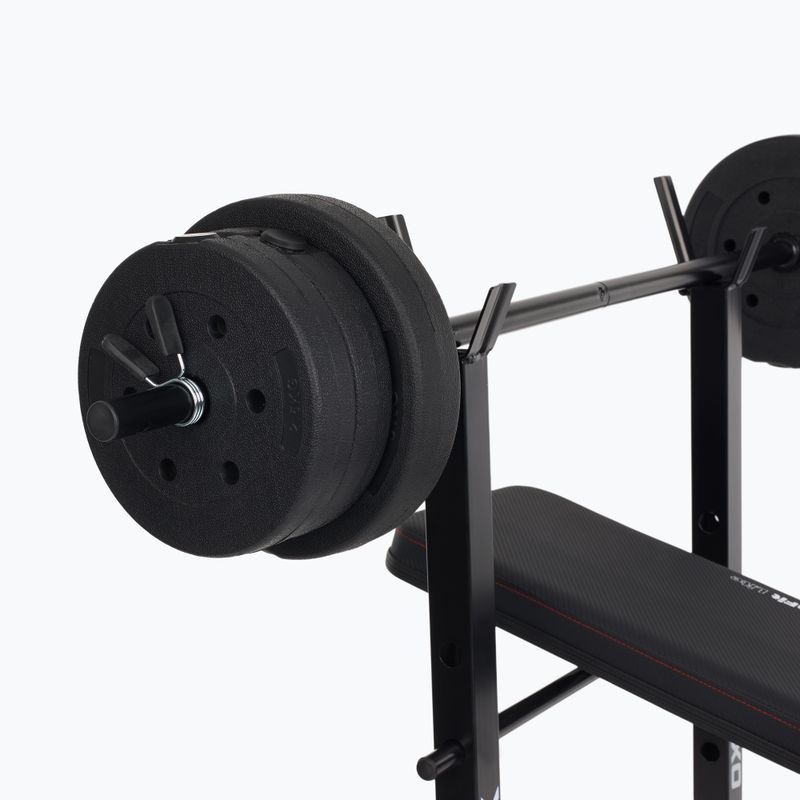 XTREXO BenchFit Lite Trainingsbank mit Ständer und Langhantel schwarz 10