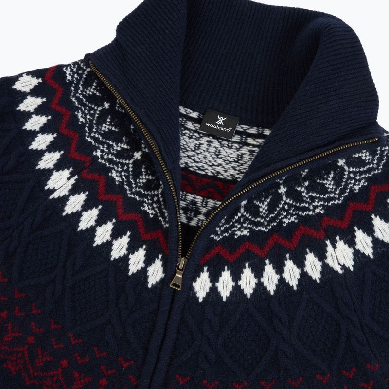 Herrenpullover Woolcano SWT1093 Granatrowy/Kremowy 3