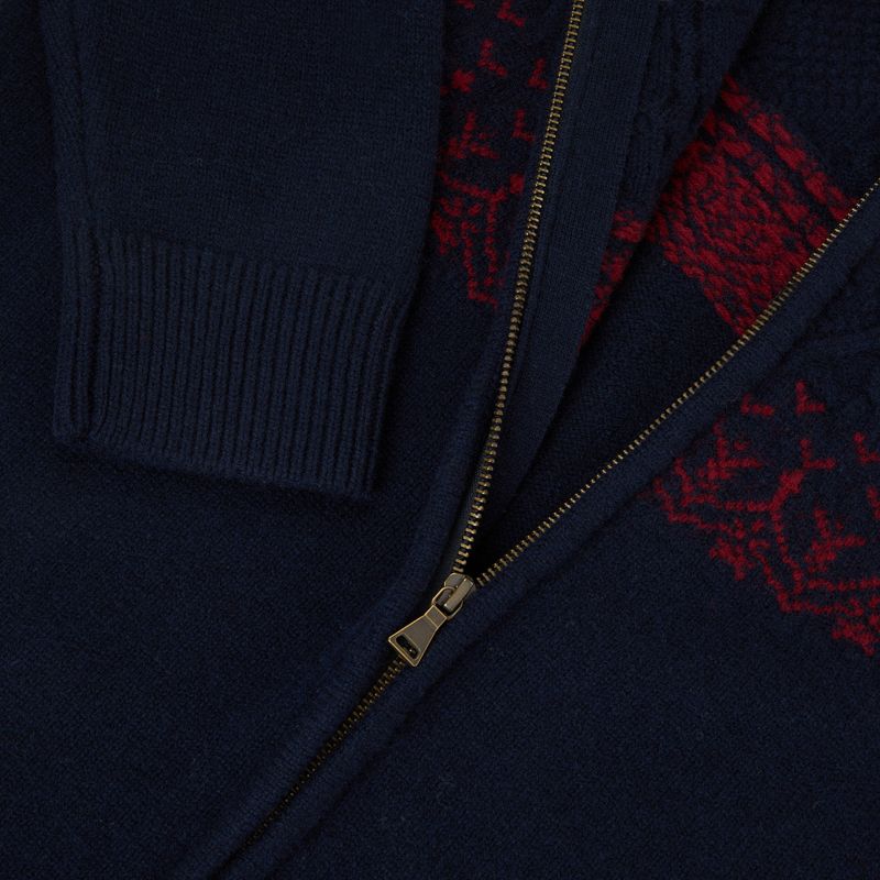 Herrenpullover Woolcano SWT1093 Granatrowy/Kremowy 4