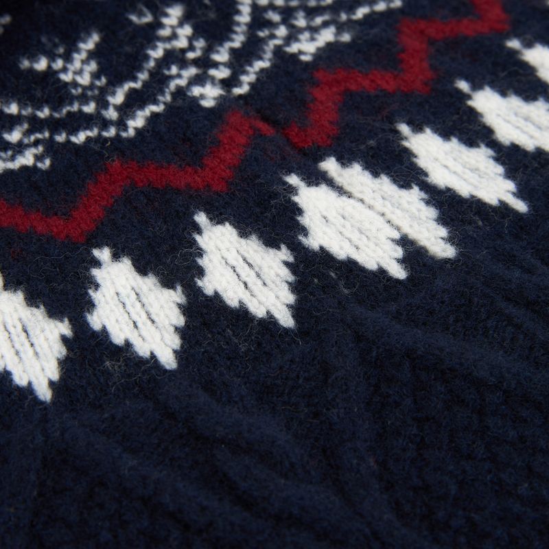 Herrenpullover Woolcano SWT1093 Granatrowy/Kremowy 5