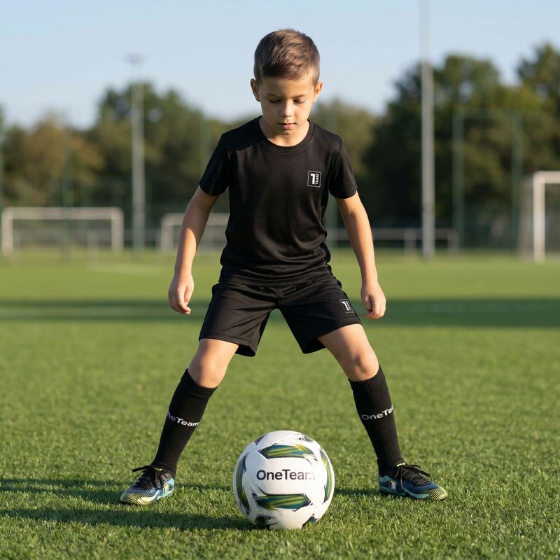 Kinder-Fußballset OneTeam Precision Set Trikot und Shorts schwarz 15