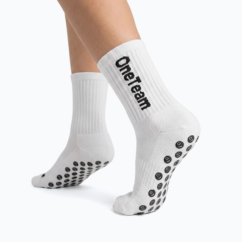 Kinder-Fußballsocken OneTeam Precision Grip non-slip 2-pack white 2