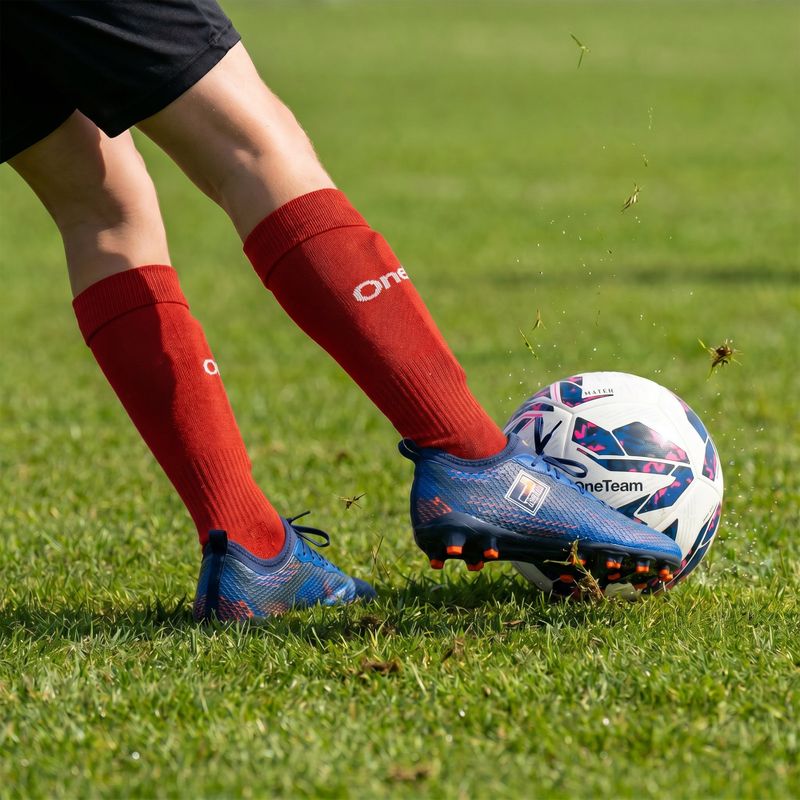 Kinder-Fußballsocken OneTeam Precision football socks Set 2-pack rot 7