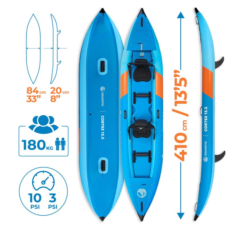 AQUASTIC Cortez 13'5" 410 cm blau 2-Personen aufblasbares Kajak 22