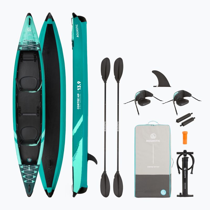 AQUASTIC Cortez 13'9" 420 cm grünes aufblasbares 2-Personen-Hochdruck-Kajak