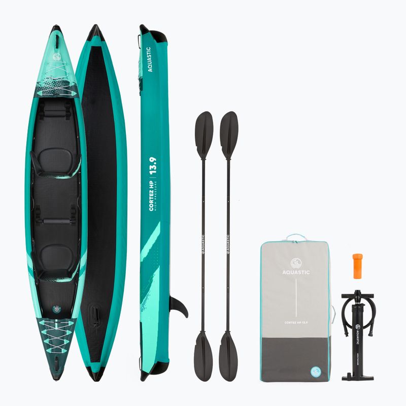 AQUASTIC Cortez 13'9" 420 cm grünes aufblasbares 2-Personen-Hochdruck-Kajak