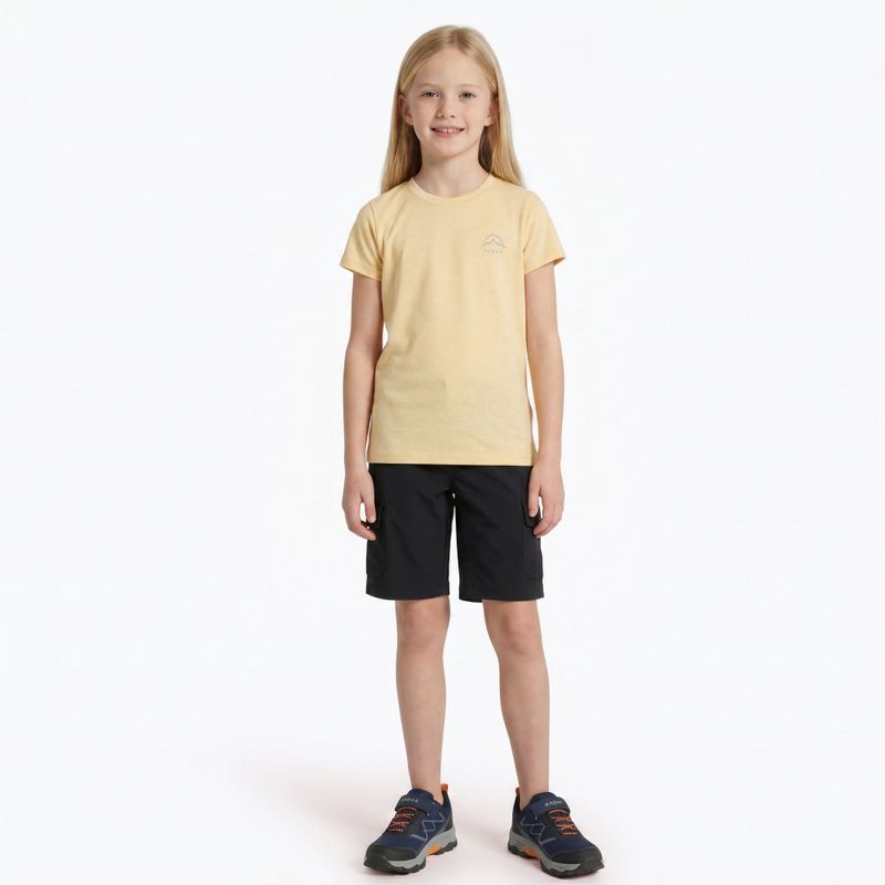 Kinder-Trekking-T-Shirt KADVA Merivra Merinowolle Pfirsich 4