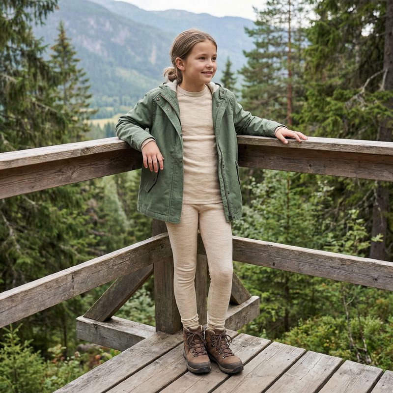 Kinder Thermounterwäsche-Set WOOLCANO Merino SET0683 beige 7