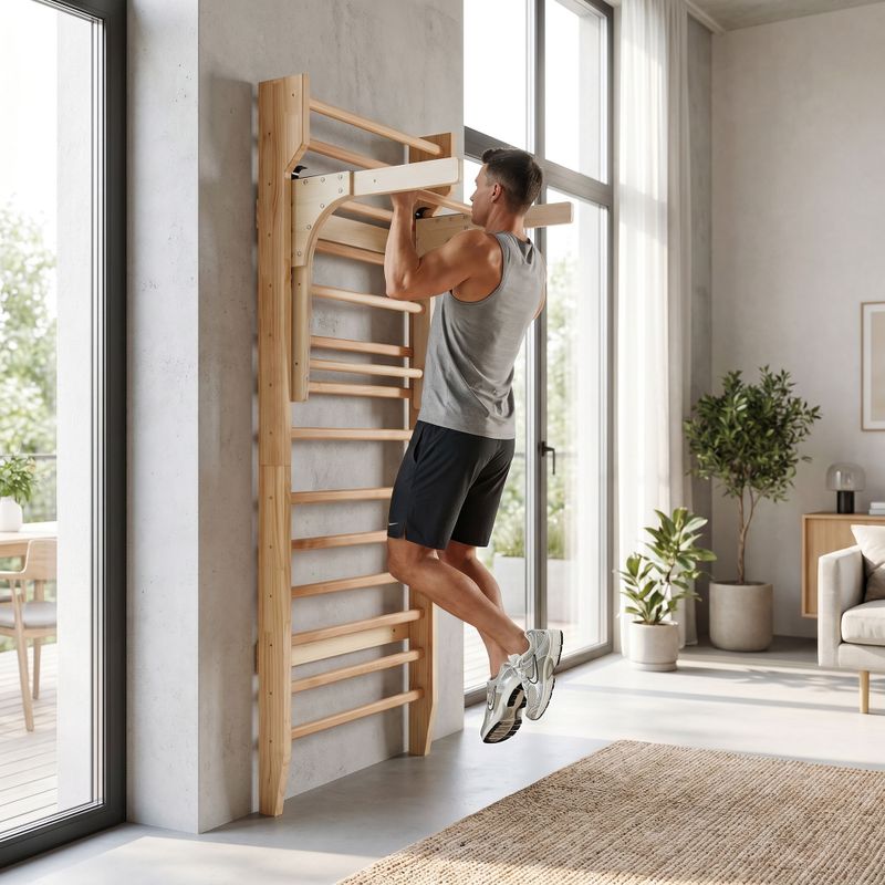 Sprossenwand mit Klimmzugstange XTREXO LW100 wooden 10