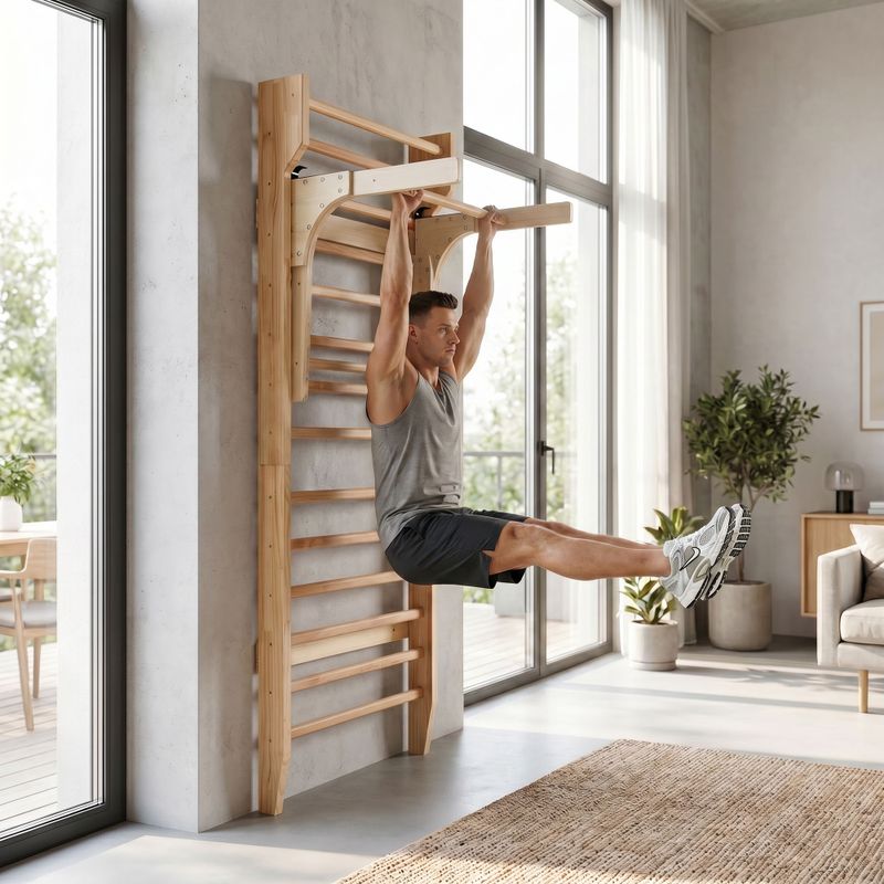 Sprossenwand mit Klimmzugstange XTREXO LW100 wooden 11