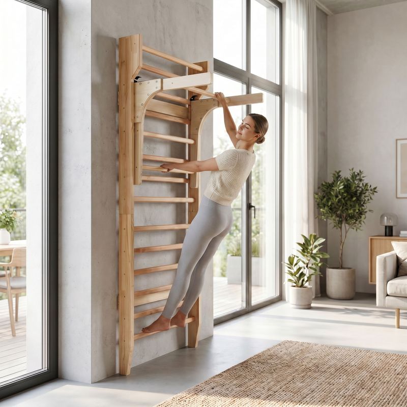 Sprossenwand mit Klimmzugstange XTREXO LW100 wooden 12