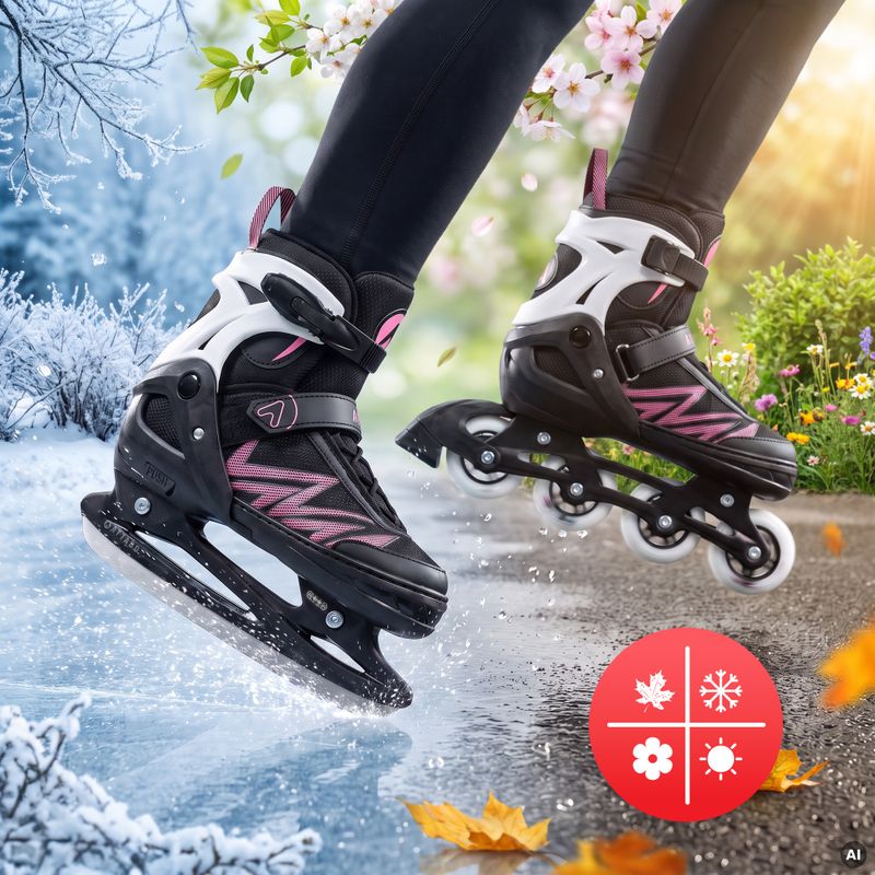 ATTABO 2-in-1 Schlittschuhe für Kinder Kylo rosa 2