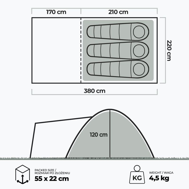 KADVA 3-Personen-Zelt Kavio 3 grün 23