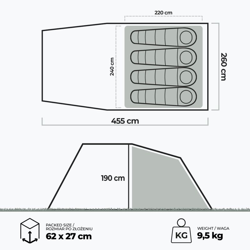 KADVA Kavio 4.1 4-Personen-Campingzelt grün 18