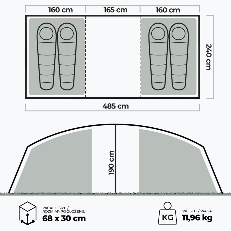 KADVA Kavio 4.2 4-Personen-Campingzelt grün 22