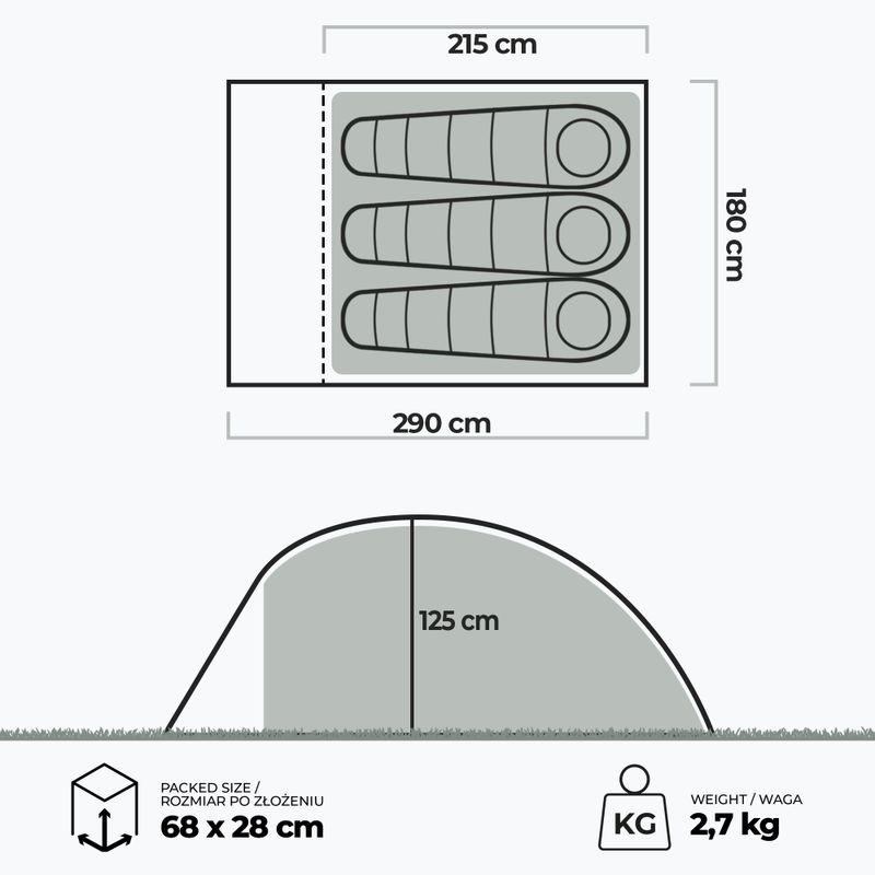 3-Personen Campingzelt KADVA Expedit 3 pro grün 22
