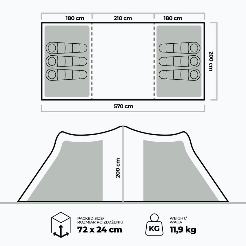 Campingzelt KADVA Kavio 6 plus grau 2