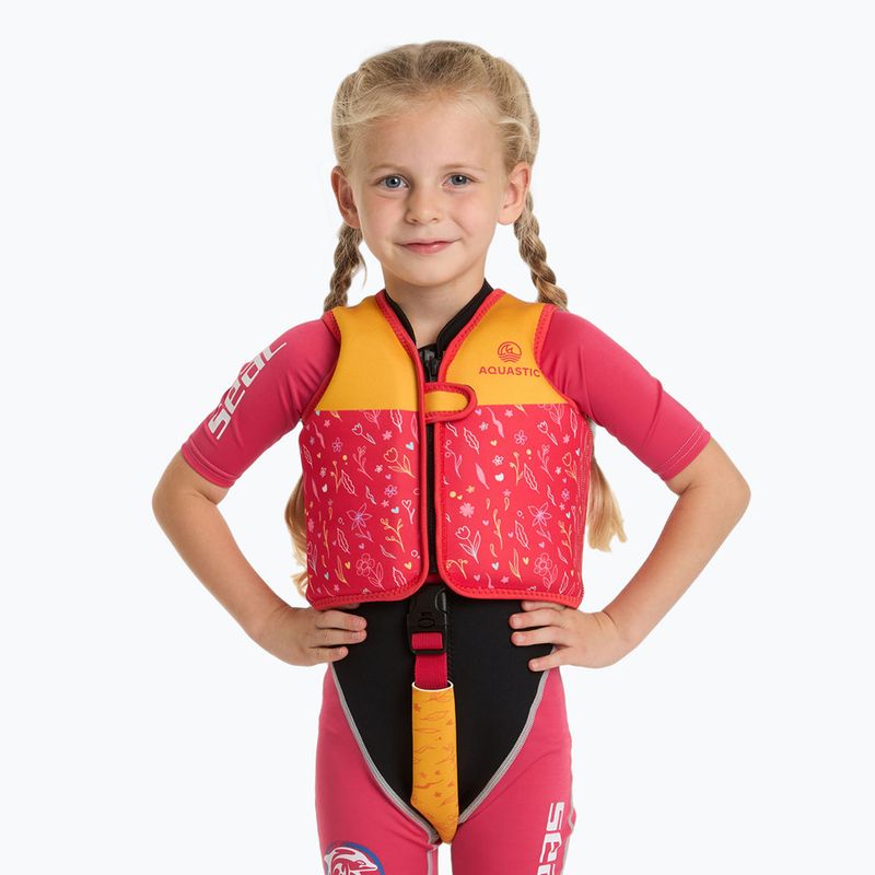 AQUASTIC Junior Kinder-Schwimmweste rosa/gelb 2