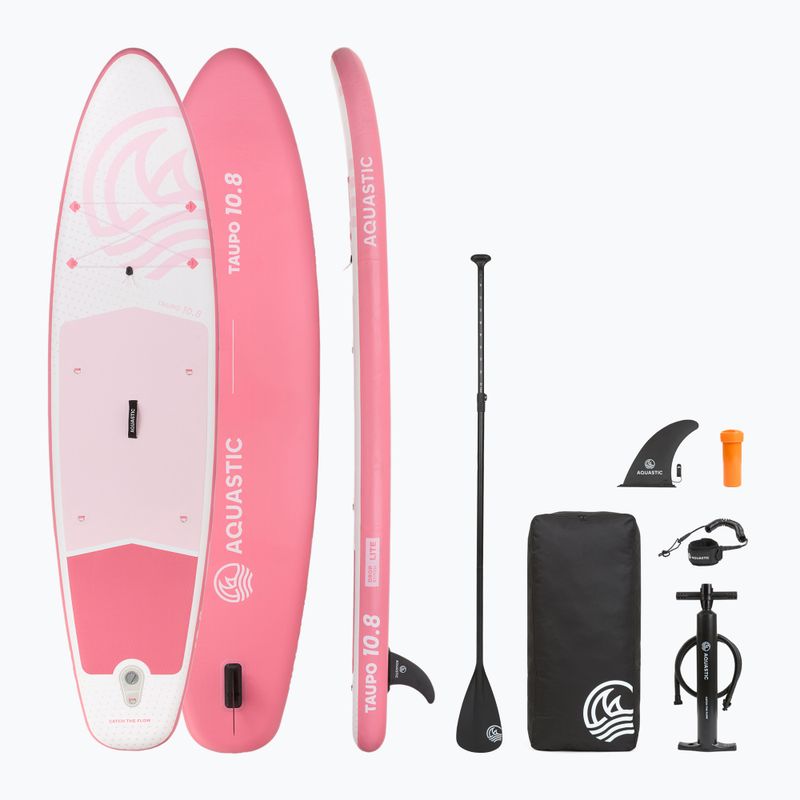 Set Paddleboard SUP aufblasbar AQUASTIC Taupo 10'8" allround pink