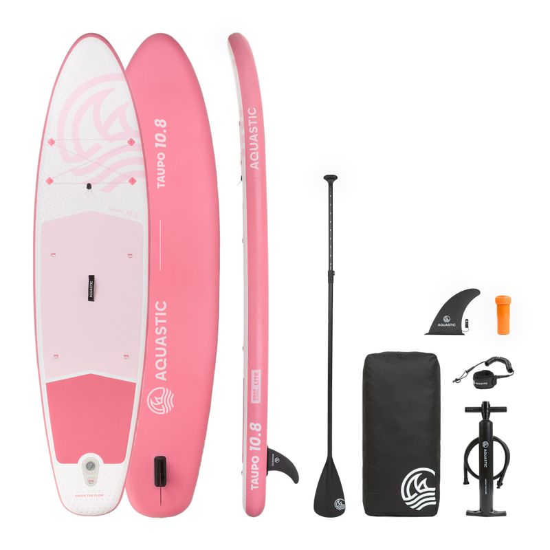 Set Paddleboard SUP aufblasbar AQUASTIC Taupo 10'8" allround pink 22