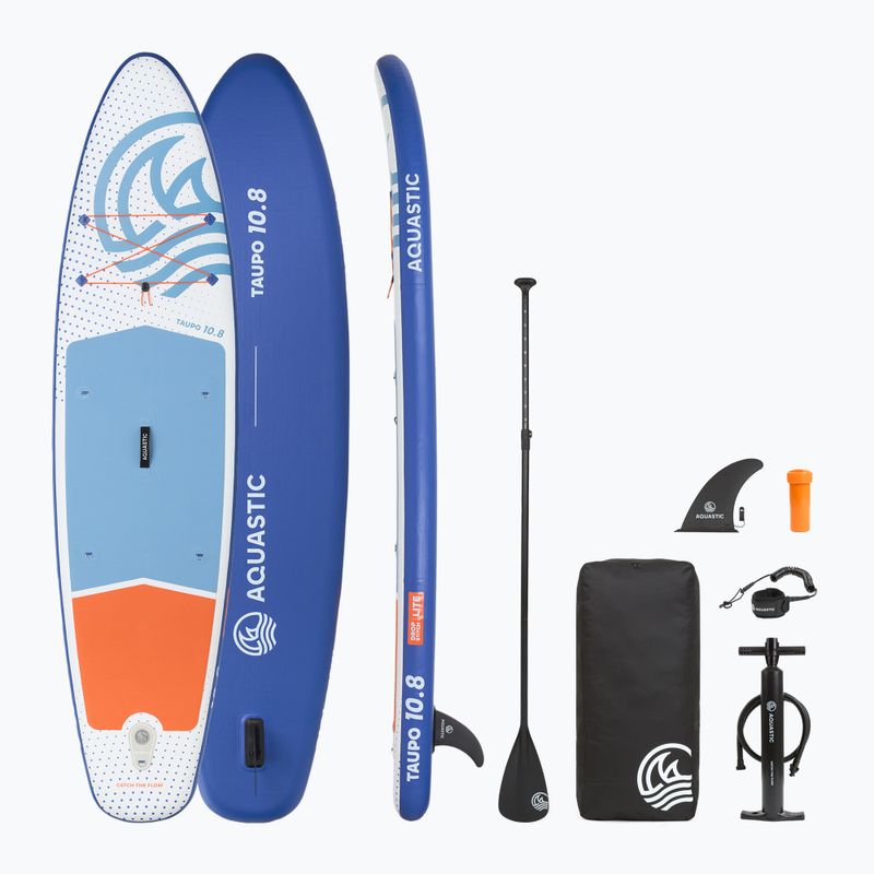 Set Board SUP aufblasbar AQUASTIC Taupo 10'8" Allround blau