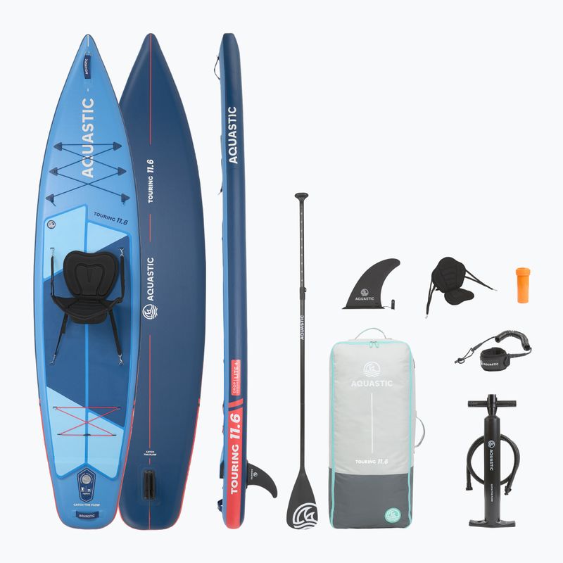 Set Board SUP aufblasbar AQUASTIC Touring 11'6" blau