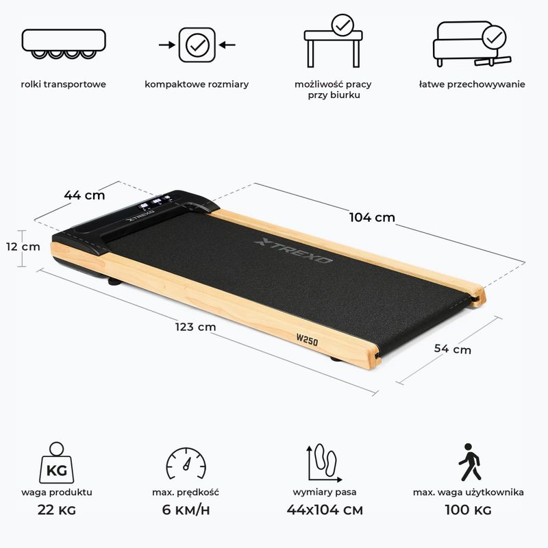 Elektrisches Laufband TREXO TXO-W250 Schwarz/Braun 2