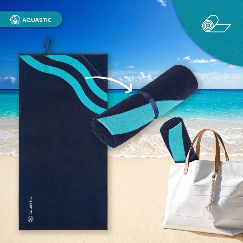 AQUASTIC Wavey marineblau/blaues Handtuch 10