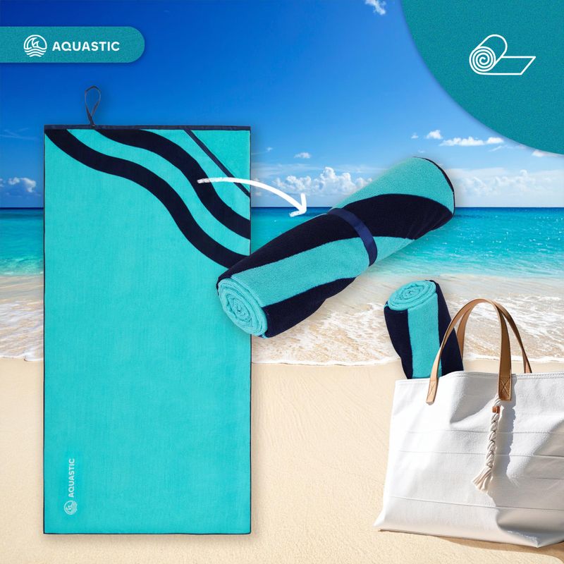 AQUASTIC Wavey blau/grünes Handtuch 10