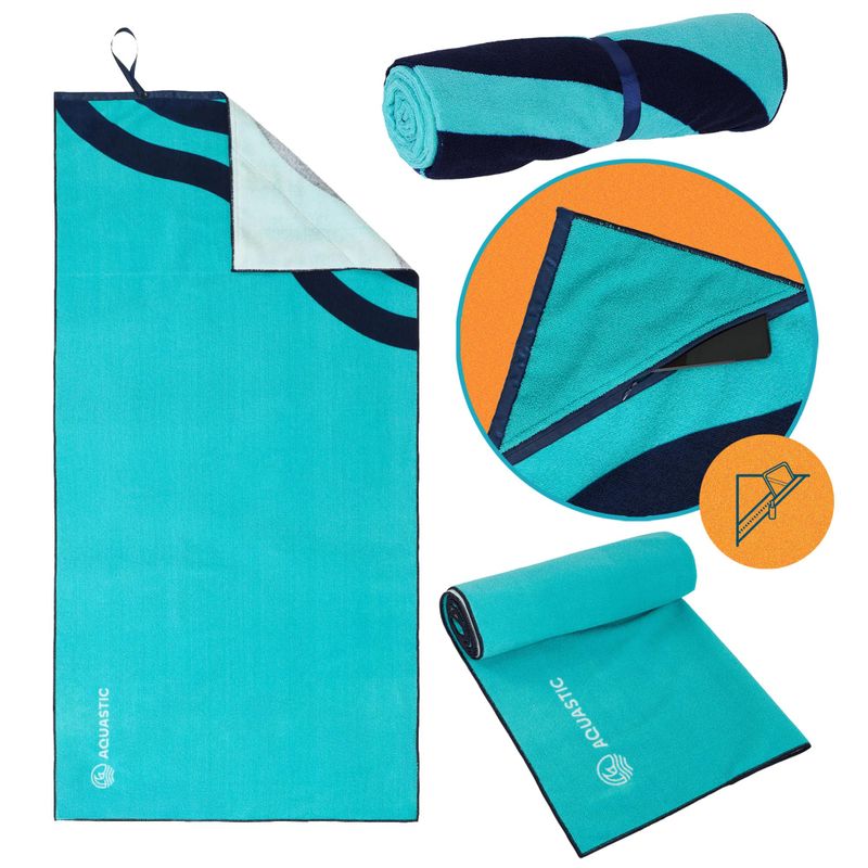 AQUASTIC Wavey blau/grünes Handtuch 12