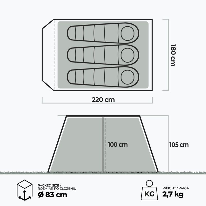 3-Personen Campingzelt KADVA Tartuga 3 blau 3