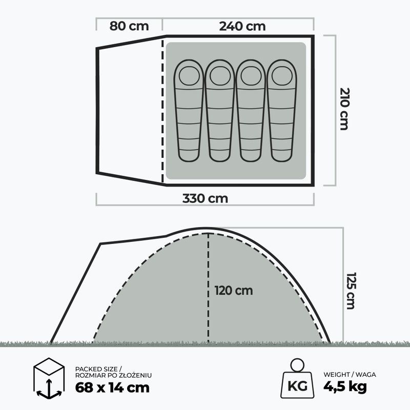 KADVA CAMPdome 4-Personen-Zelt grün 7