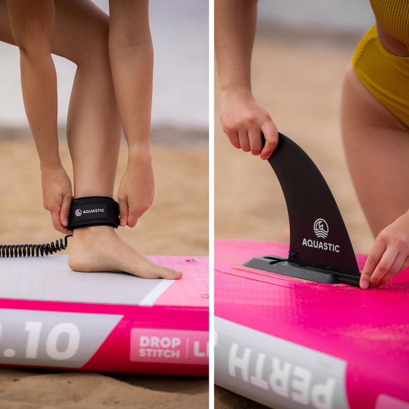 Set Paddleboard SUP aufblasbar AQUASTIC Perth 9'10" pink 21