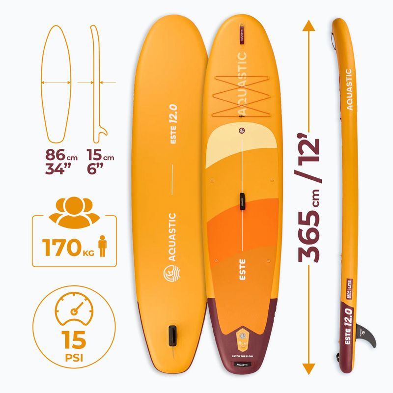 Set Paddleboard SUP aufblasbar AQUASTIC This 12'0" orange 26