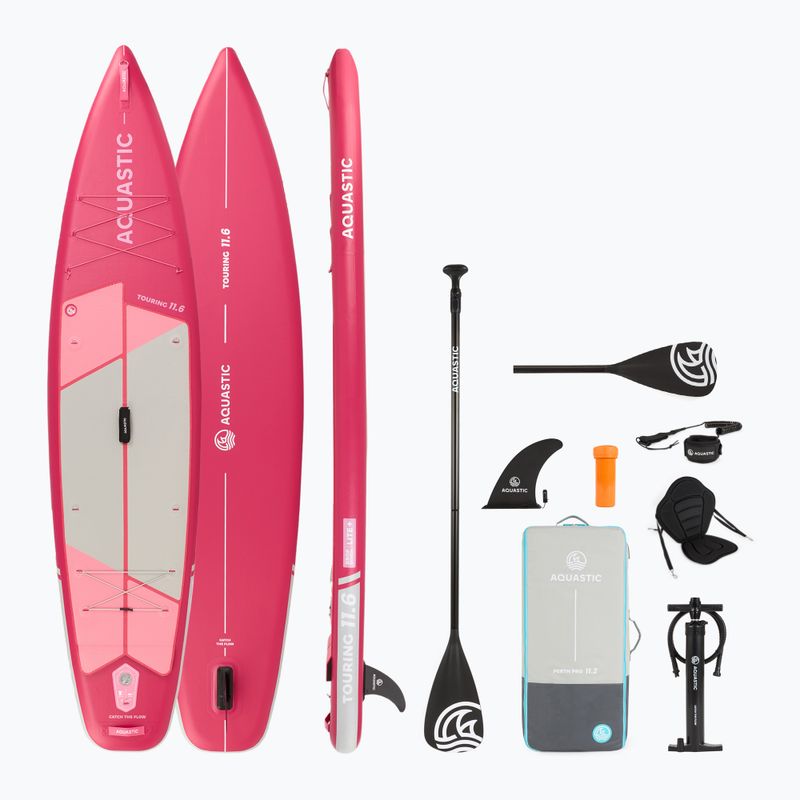 Set Board SUP aufblasbar AQUASTIC Touring 11'6" rosa