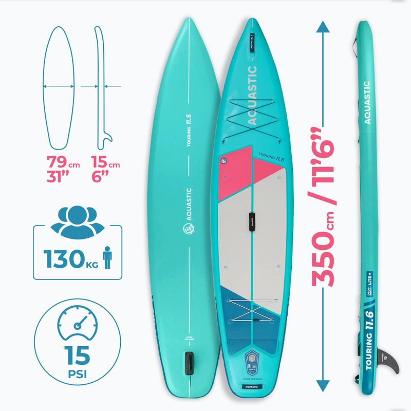 Set Board SUP aufblasbar AQUASTIC Touring 11'6" grün 26