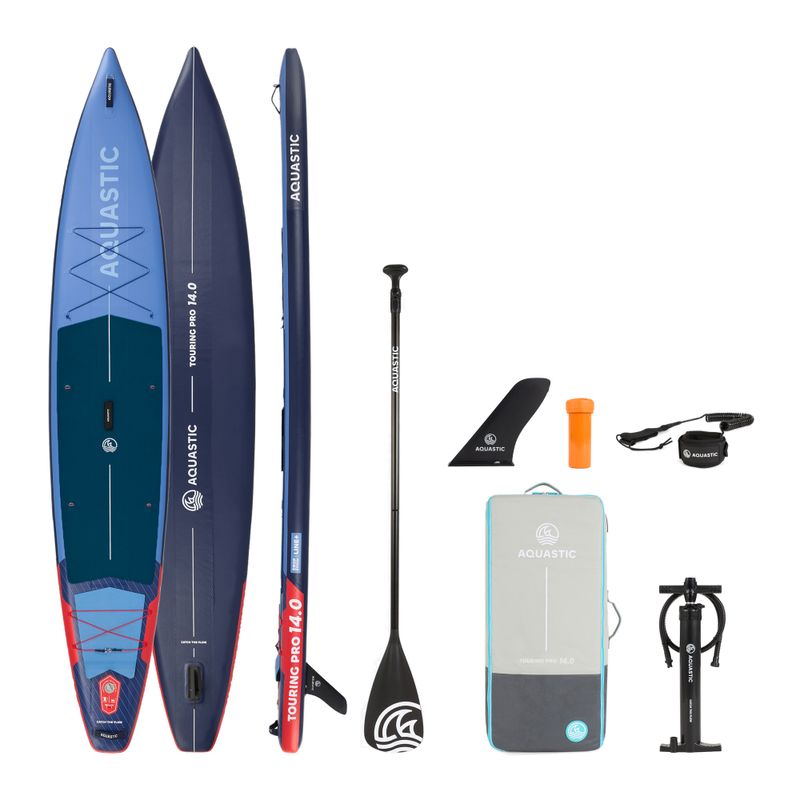 Set Paddleboard SUP aufblasbar AQUASTIC Touring Pro 14'0" dark blue 25