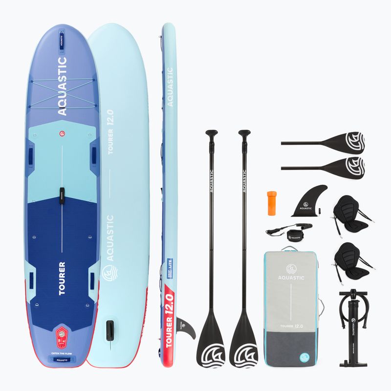 Set Paddleboard SUP aufblasbar AQUASTIC Tourer 12'0" 2-os blue