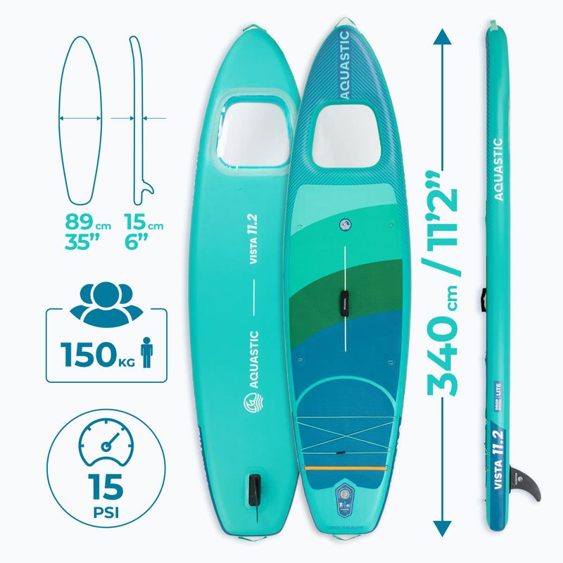 Set Paddleboard SUP aufblasbar AQUASTIC Vista 11'2" green 21