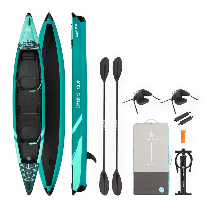 AQUASTIC Cortez 13'9" 420 cm grünes aufblasbares 2-Personen-Hochdruck-Kajak 17