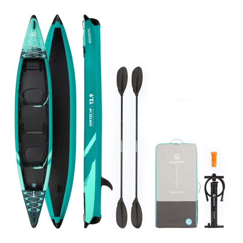 AQUASTIC Cortez 13'9" 420 cm grünes aufblasbares 2-Personen-Hochdruck-Kajak 23