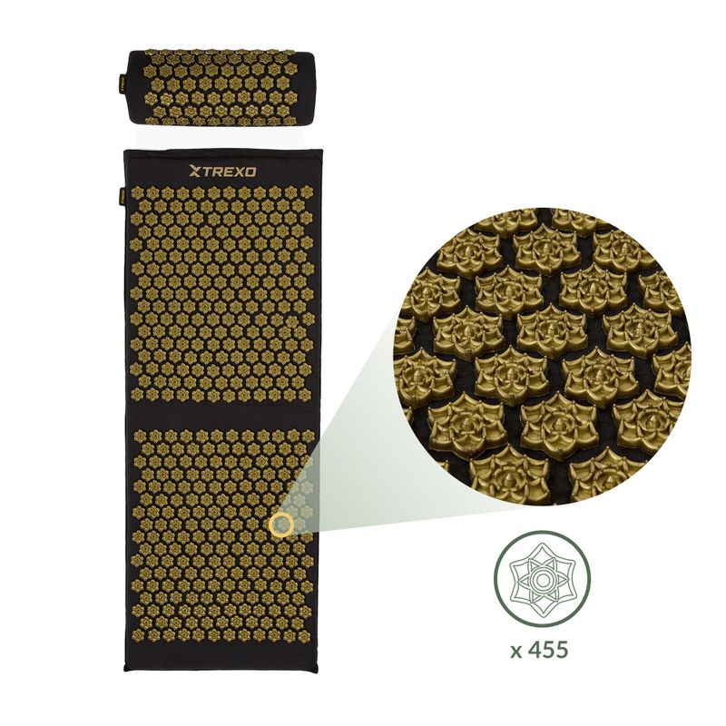 Akupressurmatte XTREXO mit großem Kopfkissen TXO-B4Z005-BK Schwarz 5