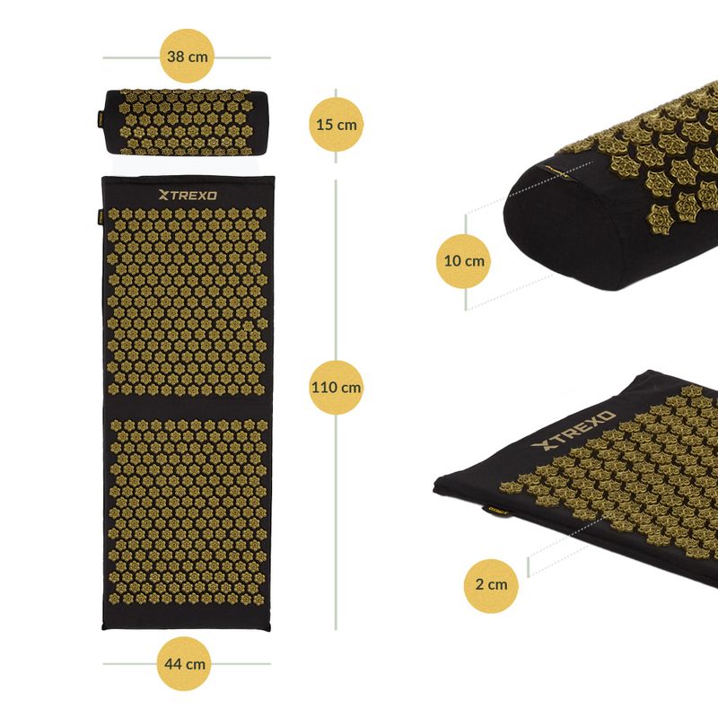 Akupressurmatte XTREXO mit großem Kopfkissen TXO-B4Z005-BK Schwarz 3