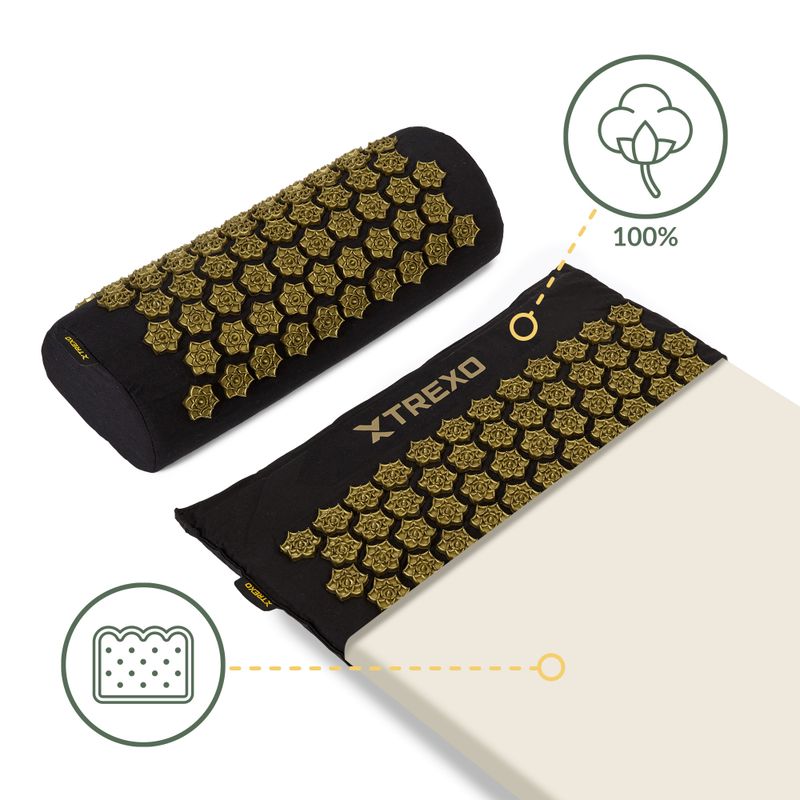 Akupressurmatte XTREXO mit großem Kopfkissen TXO-B4Z005-BK Schwarz 12