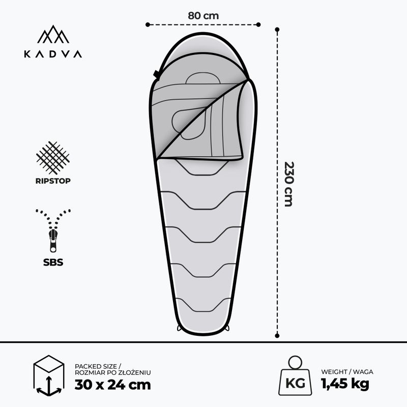 KADVA Mumio R Schlafsack rechts schwarz 3