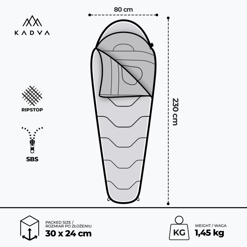 Schlafsack KADVA Mumio L links schwarz 3