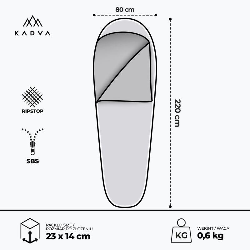 KADVA Light 600 R Schlafsack rechts navy blau 3